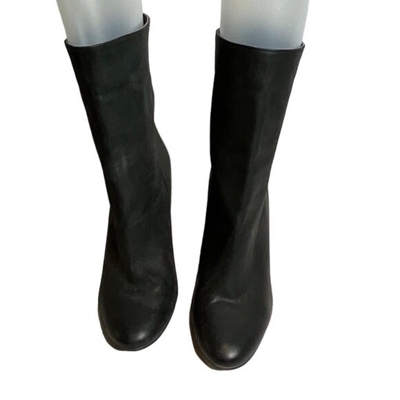 Lucky Brand Walwyn Black Nubuck Leather Block Heel Bootie Women's Size 8M - Picture 3 of 9